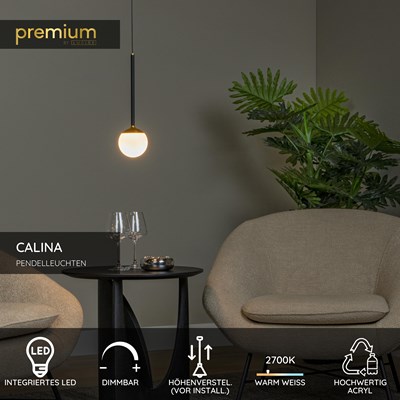 Lucide CALINA - Pendelleuchten - Ø 9,9 cm - LED Dim. - 1x9W 2700K - Schwarz | Premium